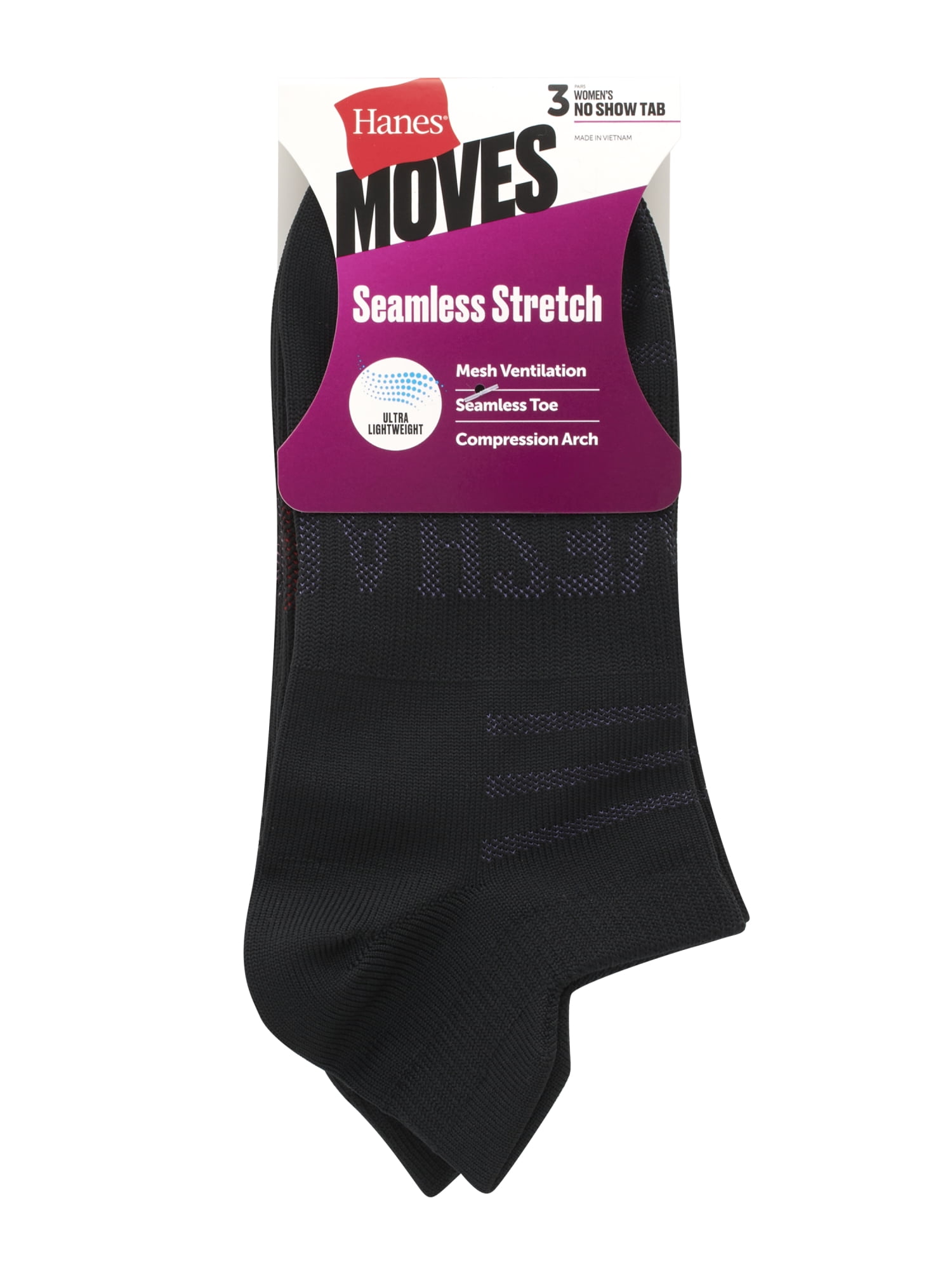Hanes Women's Heel Tab Socks, Moves, 3-Pack, Size 5-9