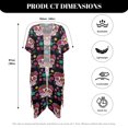 thumbnail image 6 of HELLHERO Polyester Long Kimono Swimsuit Cover Up for Beach Lightweight Short Sleeve Sugar Skull Print, 6 of 6