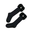 thumbnail image 2 of Calcetines para niños, finos, transpirables, cómodos, con adornos de lazo, amigables con la piel, calcetines negros hasta la rodilla para niñas para primavera y verano L (alrededor de 6 a 8 años), 2 of 5