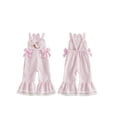 thumbnail image 2 of BBilaBu Toddler Kids Girls Plaid Jumpsuits Easter Egg Bunny Embroidery Sleeveless Bell-Bottom Size 12 Months to 5 Years (Pink), 2 of 7