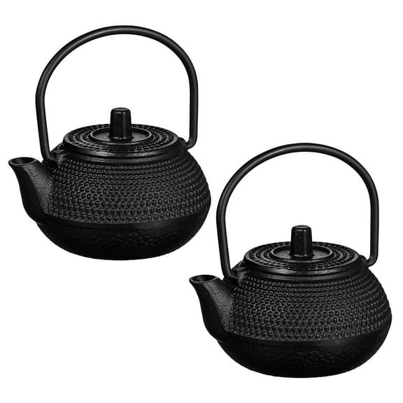 GAXIRE Retro Kettle Small Teapot Model Iron Black 2Pcs Desktop Decoration 2.95X2.75X1.97in