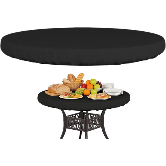 Round Table Cover, Outdoor Picnic Dustproof Cloth, Patio Table Protector, 210D Oxford Fabric, Washable Wipeable for Camping, Indoor Outdoor Use