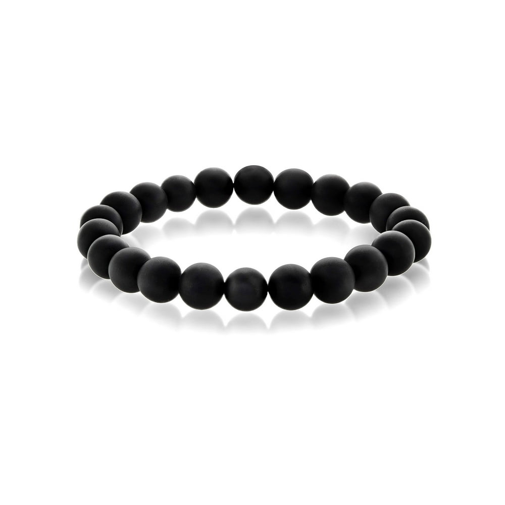 Coastal Jewelry Black Matte Onyx Bead Stretch Bracelet (10mm