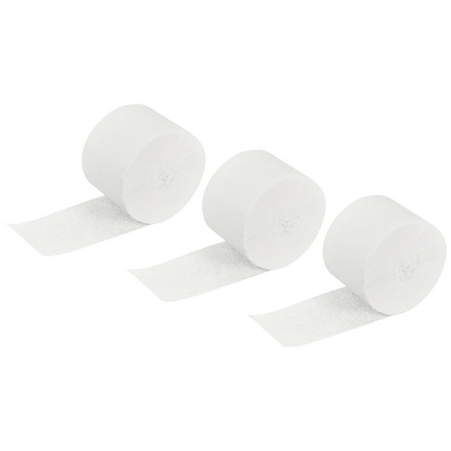 Unique Bargains Crepe Paper Streamer Decoration 82ft Long 1.77 Inch Wide, White 3 Pack