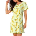 thumbnail image 2 of Pofeuu Bananas Print Women's Loose Fit Short Sleeve Nightgown, Comfortable Sleep Dress for Women, Casual Lounge Sleepwear, Soft Cotton Sleep Dress, 2 of 6