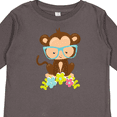 thumbnail image 4 of Inktastic Hipster Monkey, Monkey with Glasses, Flowers Boys or Girls Long Sleeve Toddler T-Shirt, 4 of 5