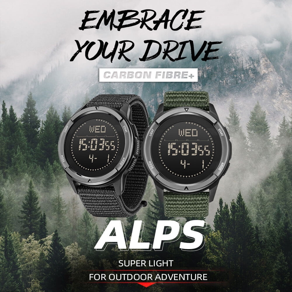 Digital Sports Smart Watch Ultra Thin Carbon Fiber Strap Waterproof Pedometer Function Outdoor GPS Watch