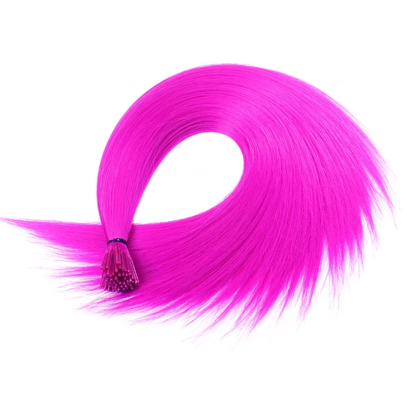Synthetic Hair Dye Rainbow Fake Hair Extensions Colored Kanekalon I-tip Keratin Fusion for Hair Extension Strands of Hair pieces
