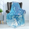 thumbnail image 4 of Fleur de Lis Soft Flannel Fleece Blanket, Illustration of Lily Flower Like Frozen Heredic Nobility Emblem Queenly Style Print, Cozy Plush for Indoor and Outdoor Use, 60" x 80", Blue, by Ambesonne, 4 of 5