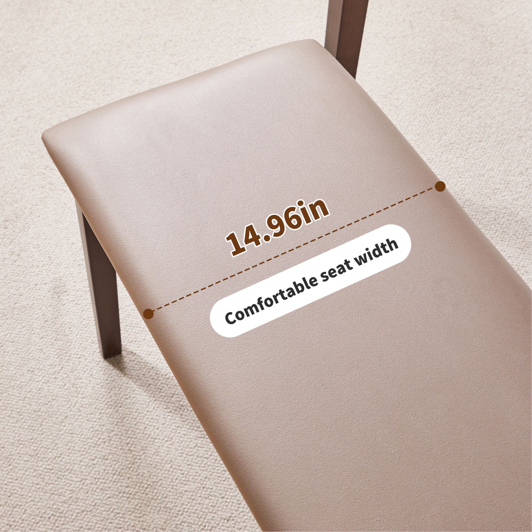 Noble House Caldon Solid Wood Upholstered Bench with Tech Fabric Cushion, Farmhouse Minimalist Design, Brown