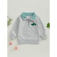 thumbnail image 4 of BemeyourBBs Toddler Baby Boy Fall Winter Spring Sweatshirt Golf Club Outfit Embroidery Quarter Zip Pullover Plaid Lapel Long Sleeve Collared Shirt Sweater Tops, 4 of 9