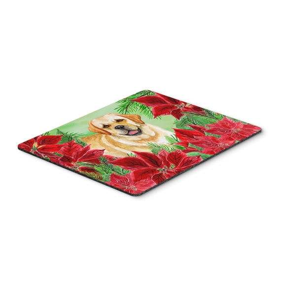 Golden Retriever Poinsettas Mouse Pad Hot Pad or Trivet
