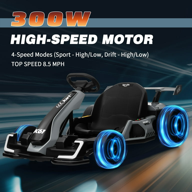 KERRY YOO, Kids Electric Drift Go Kart, 24V 300W, Gray - Walmart.com