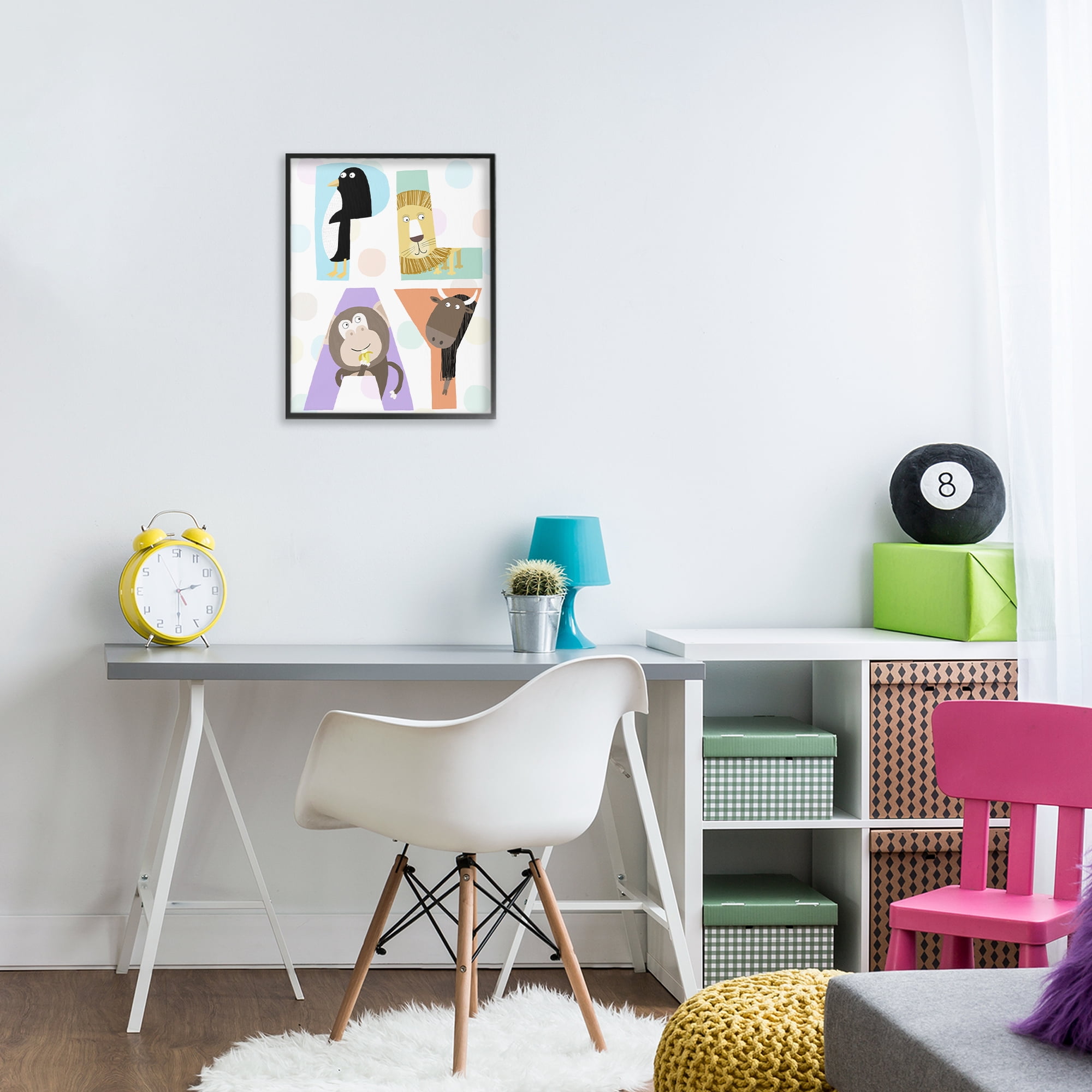 Stupell Industries Play Letters with Animals Black Framed Giclee Art, design by Carla Daly