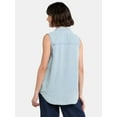thumbnail image 3 of Time and Tru Women's Sleeveless Button Down Shirt, Sizes XS-XXXL, 3 of 5