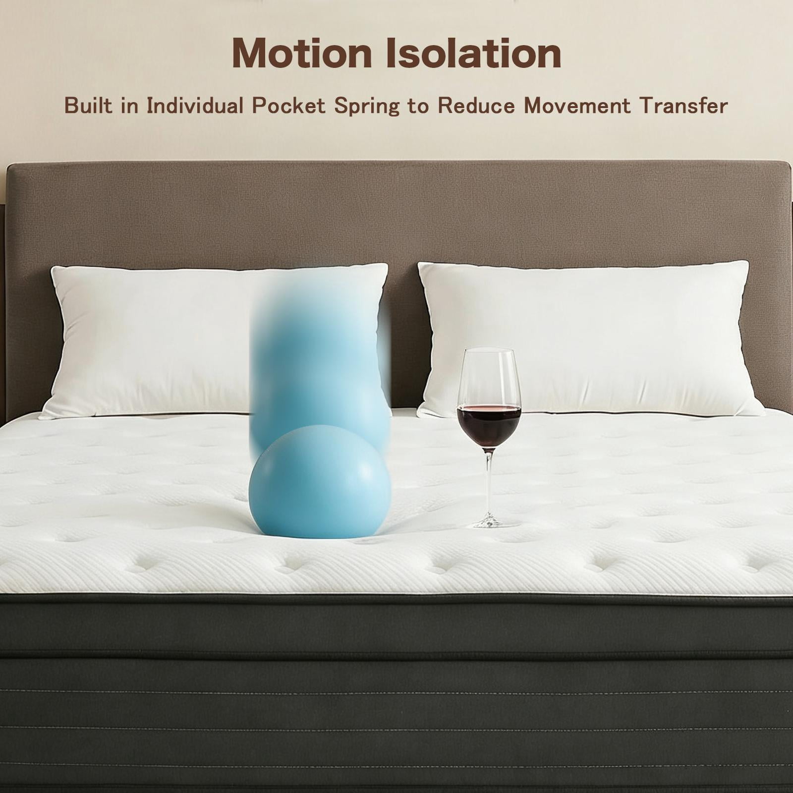 Full Mattress, 14 Inch Hybrid Mattress in a Box, Full Size Memory Foam Mattress with Pocket Springs for Motion Isolation Pressure Relief, CertiPUR-US, 100 Nights Trial