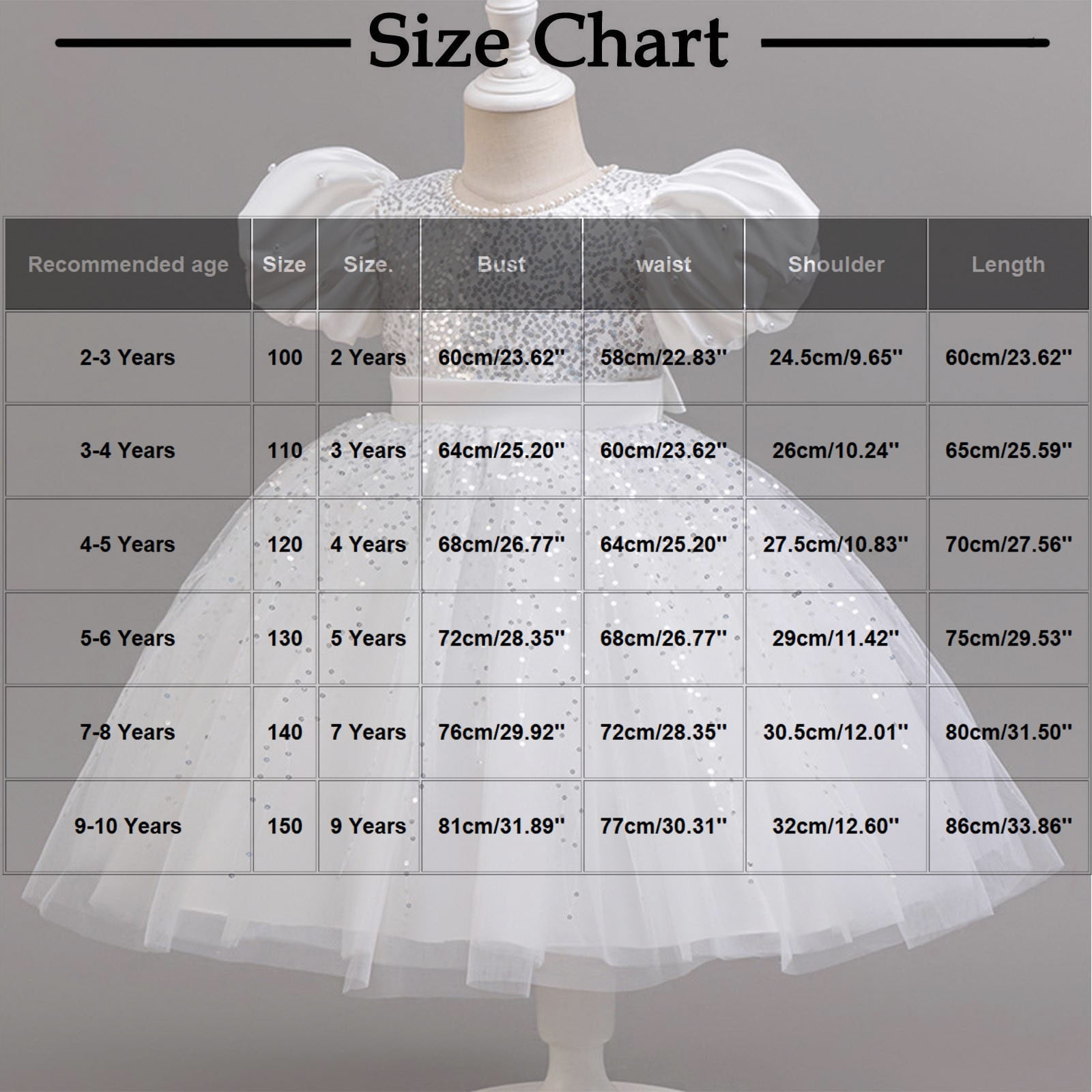 Sequins Prom Dresses for Girls Size 2-10 Toddlers Kids Formal Short Puffed Sleeve A-Line Solid Flower Girls Birthday Party Dress