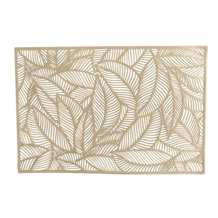 Home Details Set of Four Pear Leaf Laser Cut Table Place Mat, Gold