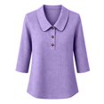 thumbnail image 4 of Summer Sales Womens Summer Tops Loose‑Fit Cotton‑Linen 3/4 Sleeve Lightweight Casual Blouse Oversized Tshirts for Women Under 12$, 4 of 6