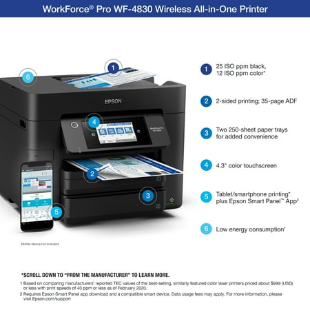 Epson - WorkForce Pro WF-4830 Wireless All-in-One Printer - Black