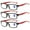 3 Pairs of Black Red, variant on 3 Pack Mens Rimmed Sport Reading Glasses +2.0, Womens Blue Light Blocking Plastic Black Frame Red Temple Readers 2.0