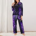 thumbnail image 2 of Balery Purple Plant White Tiger Conjunto de Pijama con Estampado para Mujer, Conjunto de Dos Piezas con Manga Larga, Ropa de Dormir Suave con Bolsillos, Pijamas Cómodos-X-Large, 2 of 7