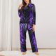 thumbnail image 2 of Balery Purple Plant White Tiger Conjunto de Pijama con Estampado para Mujer, Conjunto de Dos Piezas con Manga Larga, Ropa de Dormir Suave con Bolsillos, Pijamas Cómodos-Large, 2 of 7