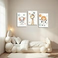 thumbnail image 3 of Hieng 3 Pieces Astronaut Animals Wall Art Space Giraffe Lion Elephant Baby Pictures Nursery Canvas Prints Safari Animal Baby Paintings for Kids Room Decor Unframed, 3 of 6