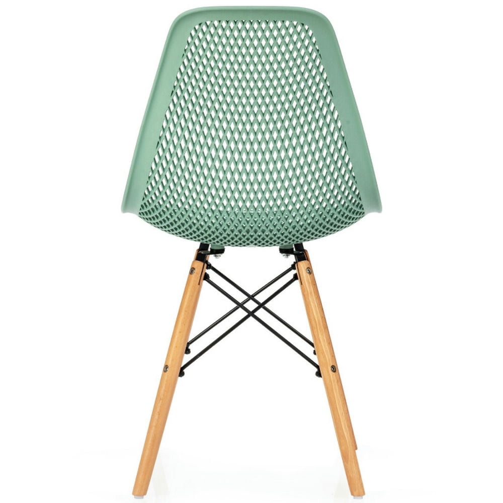 Demi Bonn 4 Pcs Modern Plastic Hollow Dining Chairs Set with Wood Leg, Green