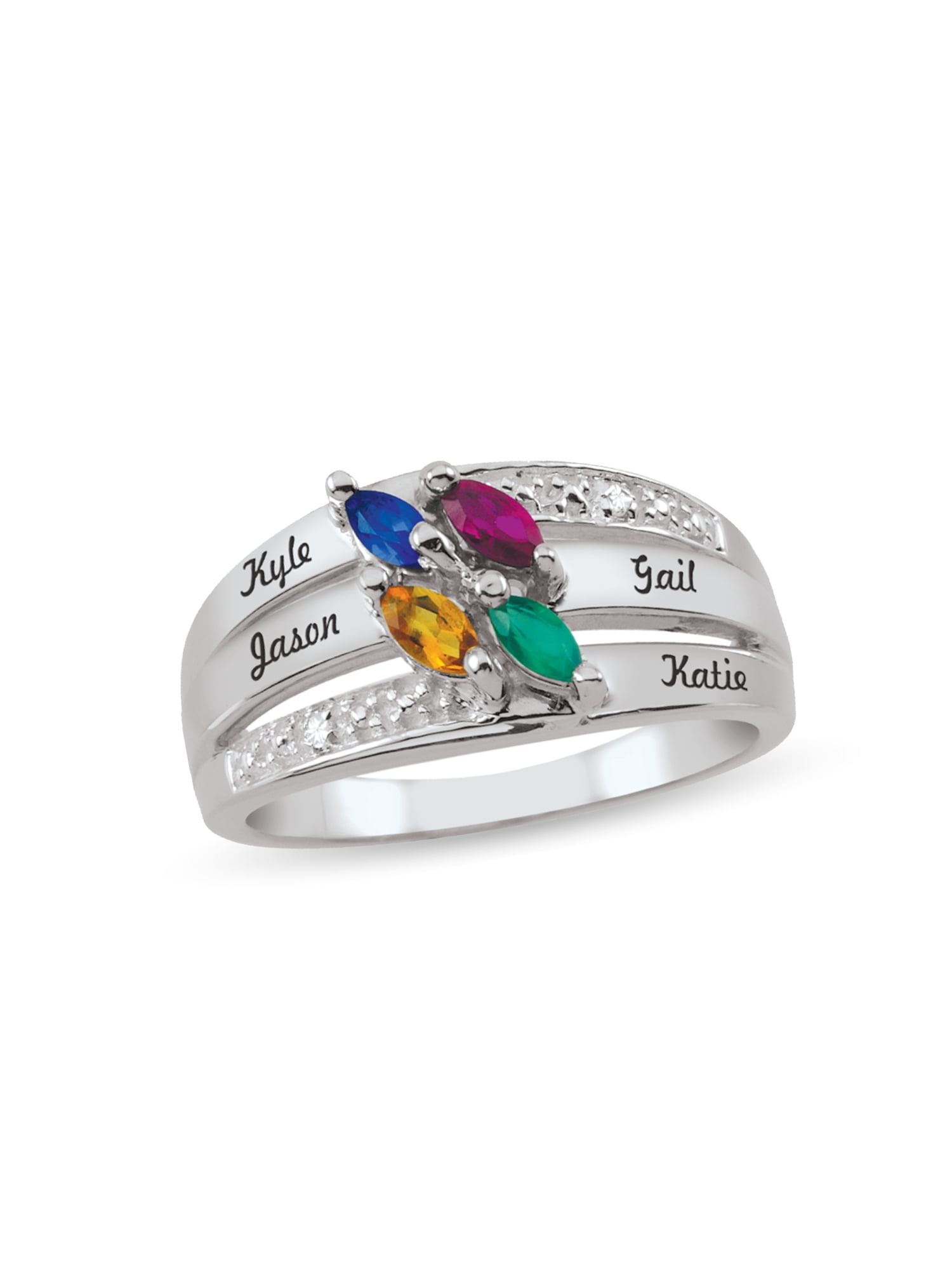 Personalized Engravable Birthstone Ring in 14K Gold by Jewlster