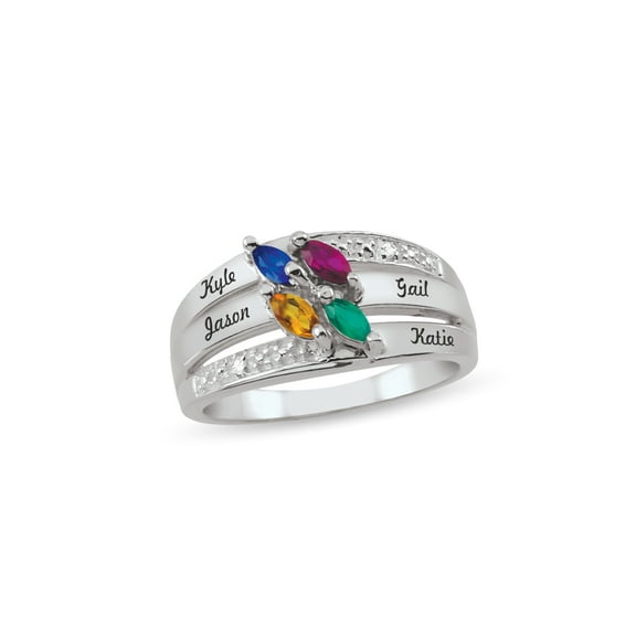 Personalized Engravable Birthstone Ring in Sterling Silver by Jewlster