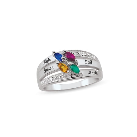 Personalized Engravable Birthstone Ring in Sterling Silver by Jewlster
