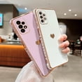 thumbnail image 4 of Compatible with Samsung Galaxy A23 6.6" Phone Case Plating Gold Cute Heart Cover with Camera Protection Soft Silicone Shockproof Bumper for Samsung Galaxy A23 4g/5g Universal (Purple), 4 of 10