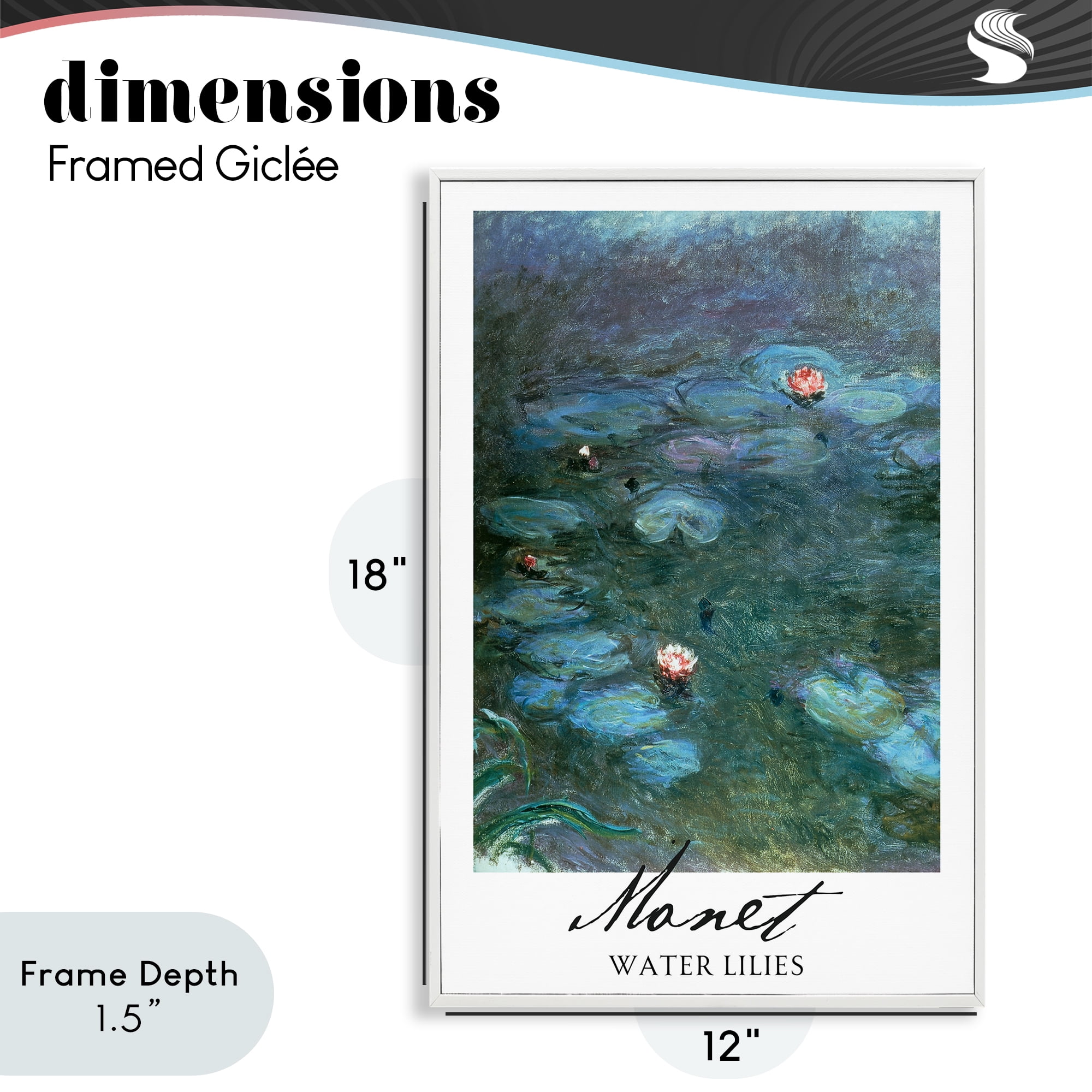 Stupell Industries Monet Water Lilies White Framed Giclee Art, design by Vintage Hustle