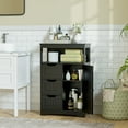 thumbnail image 5 of HomGarden Bathroom Floor Storage Cabinet Modern Wooden Kitchen Cupboard W/Adjustable Shelf & 3 Drawers, Black, 5 of 9