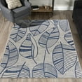 Lr Home 5' x 7' Gray and Blue Fallen Leaves Outdoor Rug
