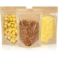 thumbnail image 1 of 100 bolsas resellables, bolsas Kraft de pie con bolsas frontales transparentes con cierre de cremallera, bolsas de almacenamiento de alimentos reutilizables para embalaje, 1 of 4