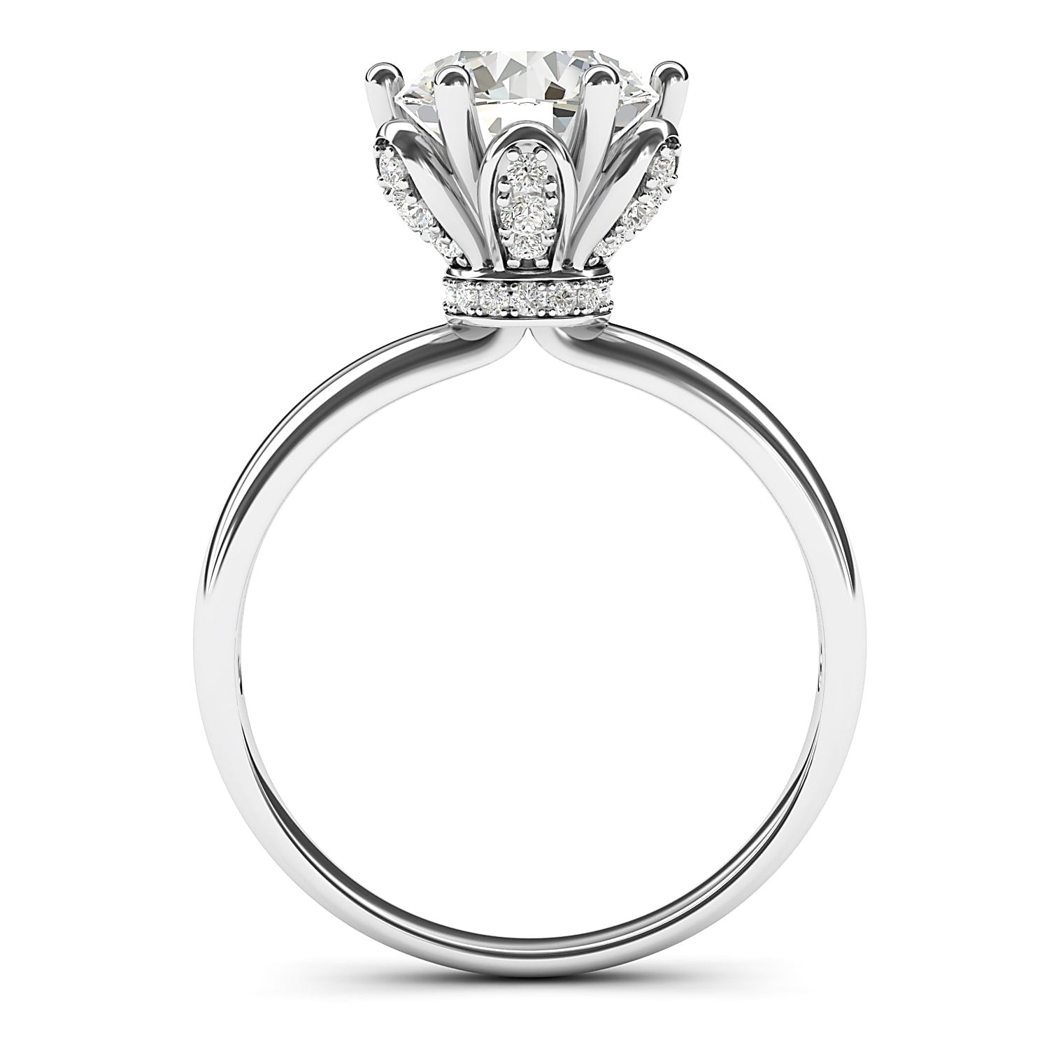 Solid Sterling Silver Romantic Flower Style 6-Prong Set 2.0 CT Simulated Diamond Engagement Ring (4)