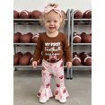thumbnail image 4 of RUINIXCW Baby Girl Cute Football Fan Outfit Set White Bodysuit with Ball  Pink Ruffle Flare Pants + Headband, 4 of 8