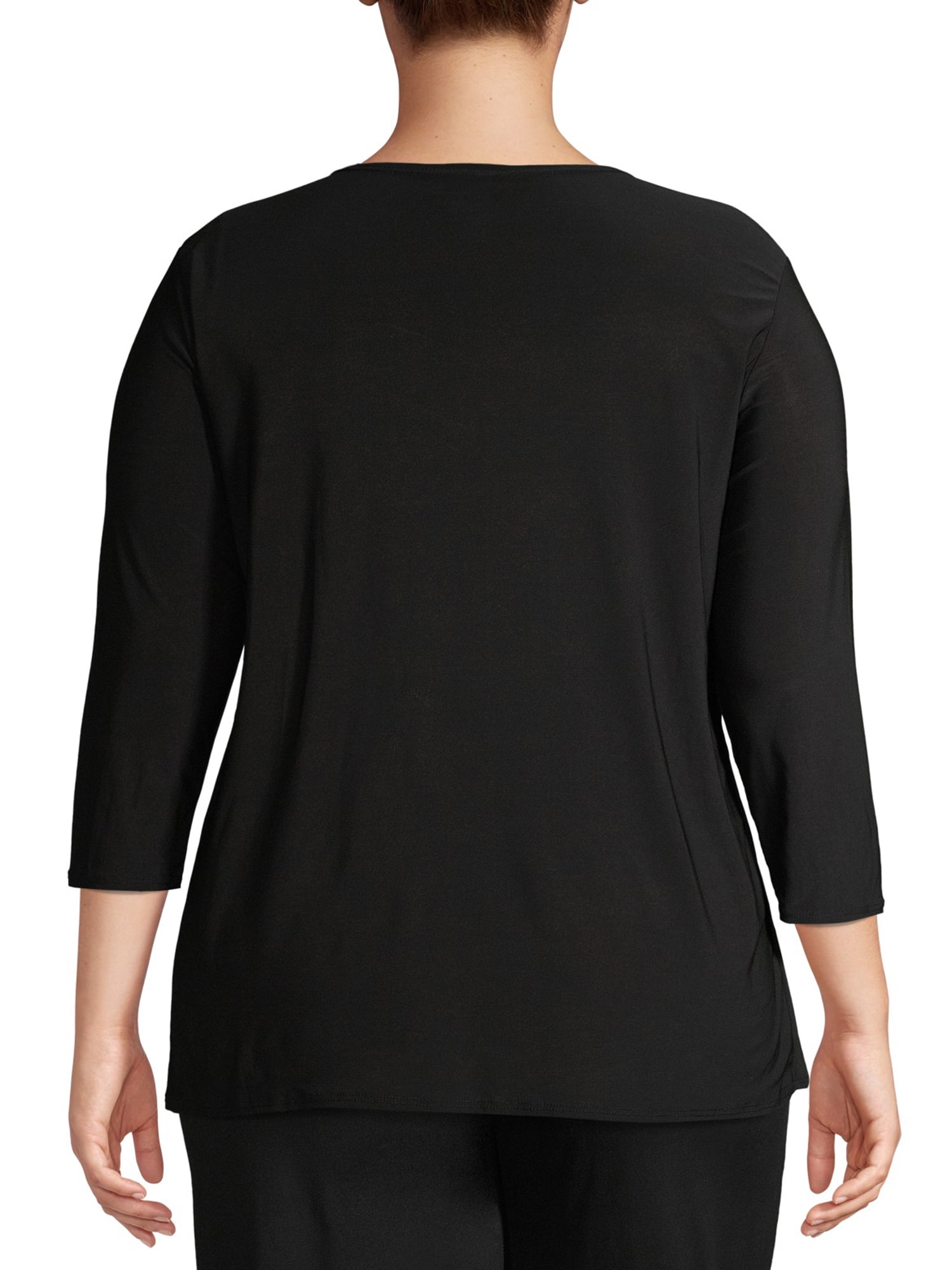 Ella Samani Women's Plus Size 3/4 Sleeve Cardigan with Necklace