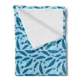 thumbnail image 2 of Whale Soft Flannel Fleece Throw Blanket, Big Blue Animals on Dotted and Swirled Abstract Underwater Background, Cozy Plush for Indoor and Outdoor Use, 60" x 80", Pale Blue Violet Blue, by Ambesonne, 2 of 5