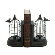 Woodland 44729 A Pair of Metal and Poly Stone Bird Cage Bookend