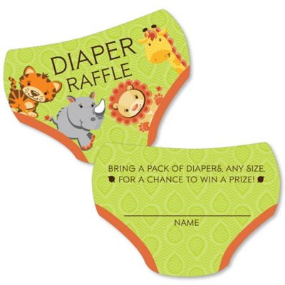 Funfari - Fun Safari Jungle - Diaper Shaped Raffle Ticket Inserts - Baby Shower Activities - Diaper Raffle Game - Set of