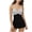 Black, variant on Women's One Piece Swimsuits Striped Colorblock Bathing Suit Plunging Neck Pleated Ruffle Hem Swimdress