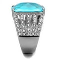 thumbnail image 4 of High polished (no plating) Stainless Steel Ring with Synthetic Synthetic Glass in Sea Blue for Women Sea Blue Stone Color Style TK1826 Size 9, 4 of 4