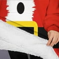 thumbnail image 3 of Oversized Wearable Blanket Hoodie,Red Christmas Santa Costume Pattern Sherpa Blanket Hoodie with Super Pockets,Super Warm Fuzzy Pullover for Women & Men, 3 of 6