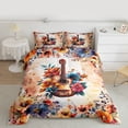 thumbnail image 2 of Homewish Cartoon Guitar Teens Queen Comforter Set, Rustic Flower Floral Bedding Sets, Orange Vintage Watercolor Reversible Bedding Comforter Set, Microfiber Bedroom Decor, 3 Pieces, 2 of 8