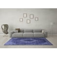 thumbnail image 3 of Ahgly Company Machine Washable Indoor Square Medallion Blue Traditional Area Rugs, 5' Square, 3 of 4