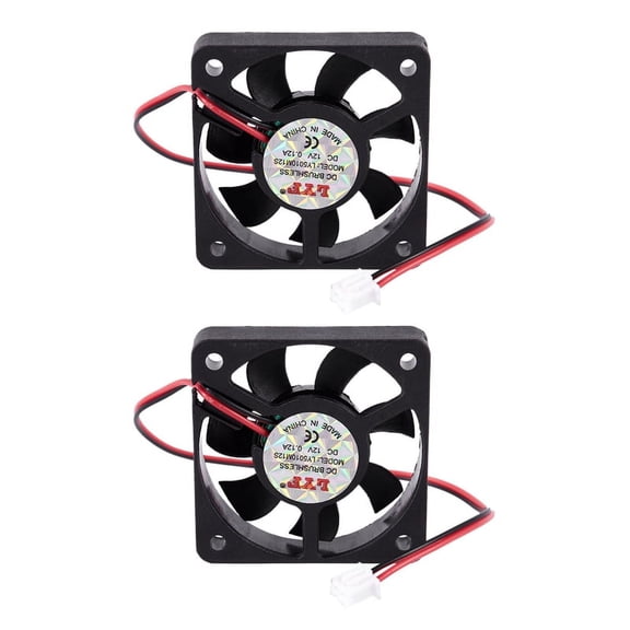 2X 50mm 12V 2Pin 4000RPM Sleeve Bearing PC Case CPU Cooler Cooling Fan
