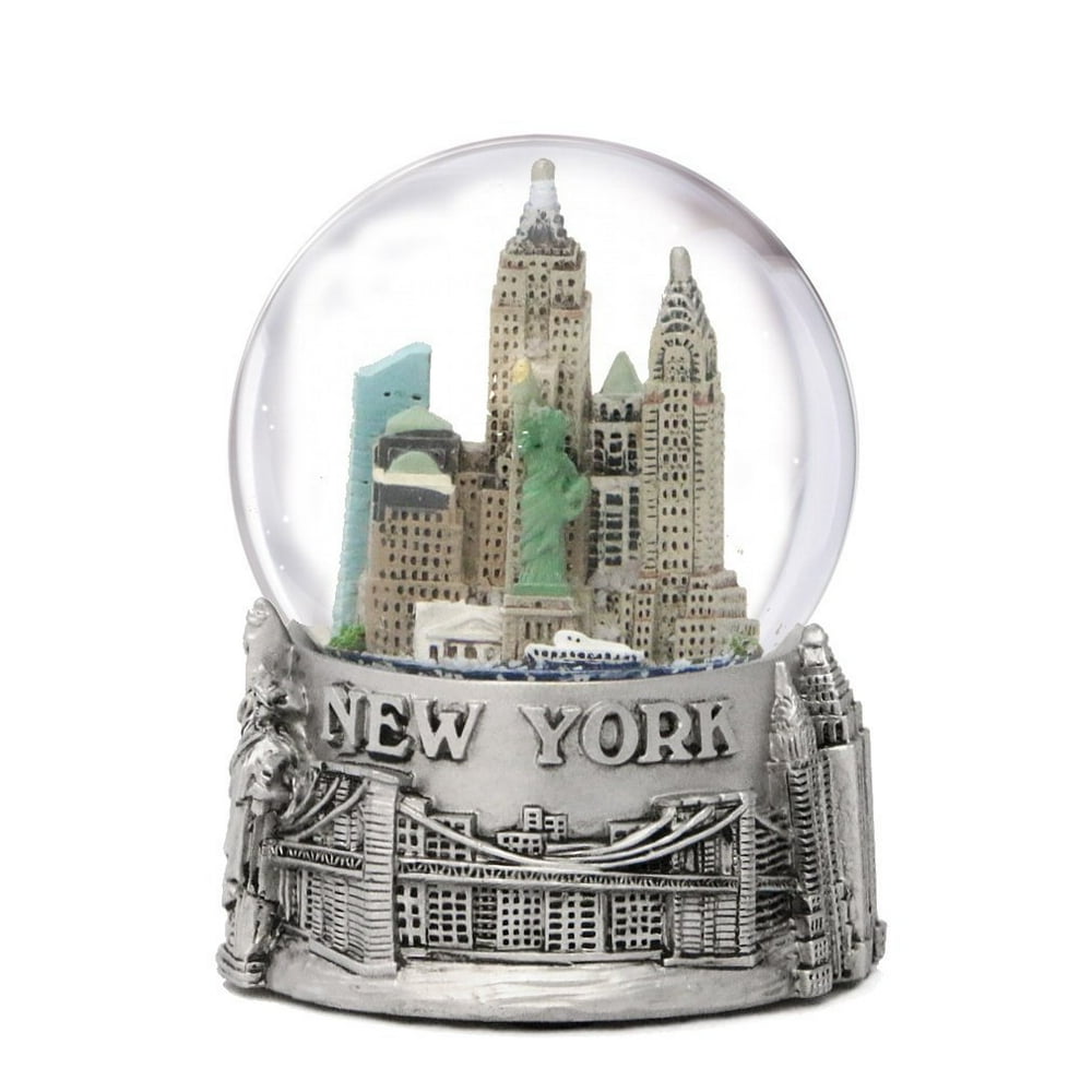 New York City Silver Lined Snow Globe 65mm NYC Souvenir Color Skyline